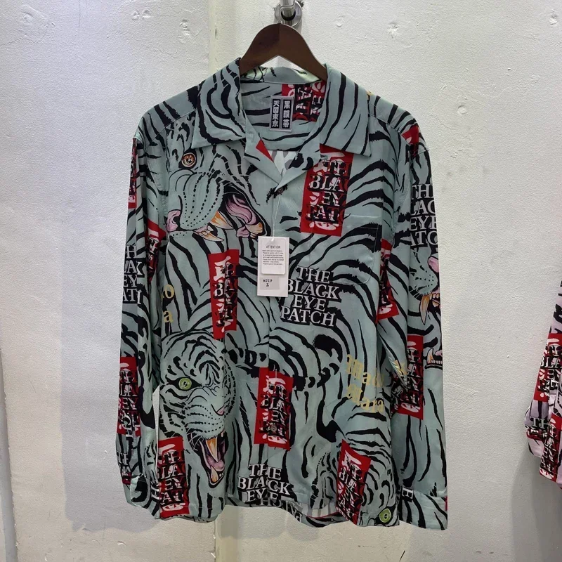 

Гавайские рубашки большого размера с принтом тигра, женские рубашки 1:1 с длинным рукавом, мужская рубашка