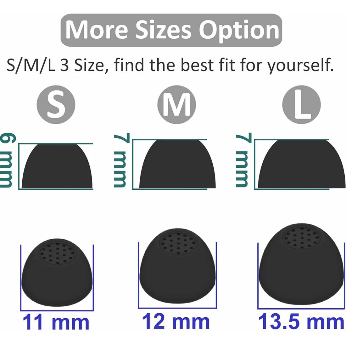 6PCS Silicone Ear Tips for Samsung Galaxy Buds 2 Pro / Galaxy Buds FE / Galaxy Bud 2 / Galaxy Buds Pro Eartips Ear Pads Caps