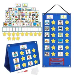Daily Schedule For Kids Pocket Daily Schedule Wall Planner For Toddler Daily Schedule Pocket Chart With 72 Cards Visual Schedule