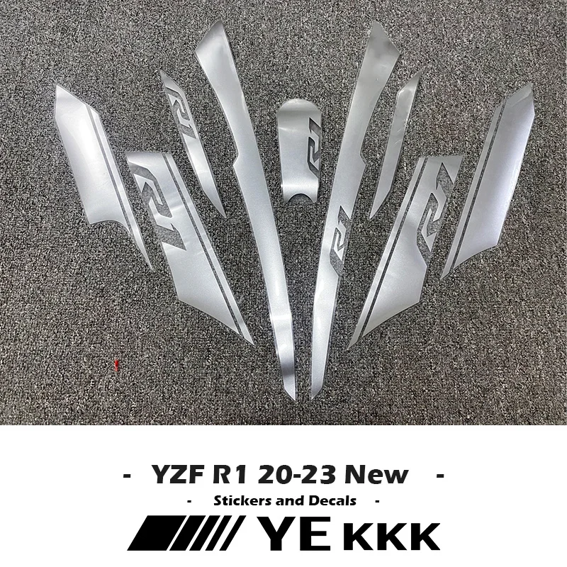 GT Flash Silver  Motorcycle Sticker For YAMAHA YZFR1 R1 YZF-R1M YZF-R1S 2020-2023 Fairing Decal Shell Sticker New for yamaha yzf r1 yzfr1 r1m 20 23 fairing shell sticker decal line two color sticker decal custom lines new version 2023