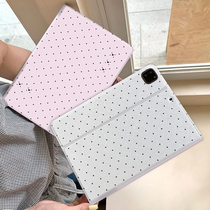 Pink Polka Dot Tablet Case with Trifold Stand