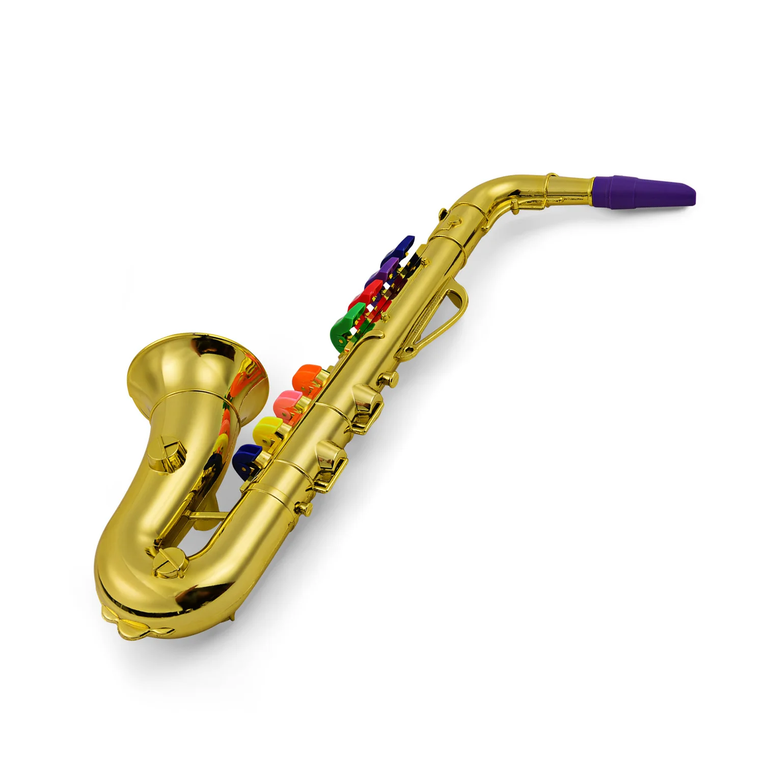 Kids Saxophone Toy Musical Wind Instruments Plastic 8 Rhythms Metallic  Golden Saxophone for Kids Early Educational Toy Performance Prop