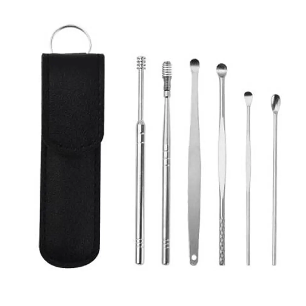 6Pcs/set Ear Wax Pickers Stainless Steel Earpick Wax Remover piercing