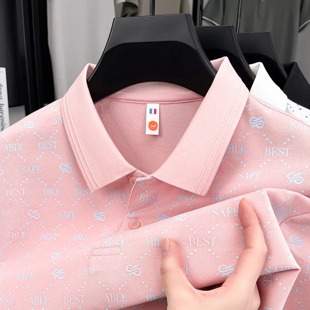 Polo de moda de alta calidad de verano de manga corta con estampado informal de negocios para hombre transpirable y cómodo
