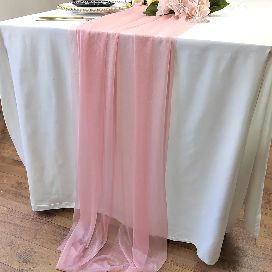 Chiffon Table Runner Sheer Fabric Silk for Boho Sheer Fabric Wedding Arch Overlay Draping Decoration Birthday Party Table Decor 2
