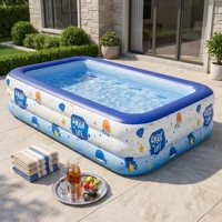 Piscine gonflable familiale bleue, grande piscine en PVC, piscine pour bébé, baignoire pour tout-petits, intérieur/extérieur, 1 pièce 4