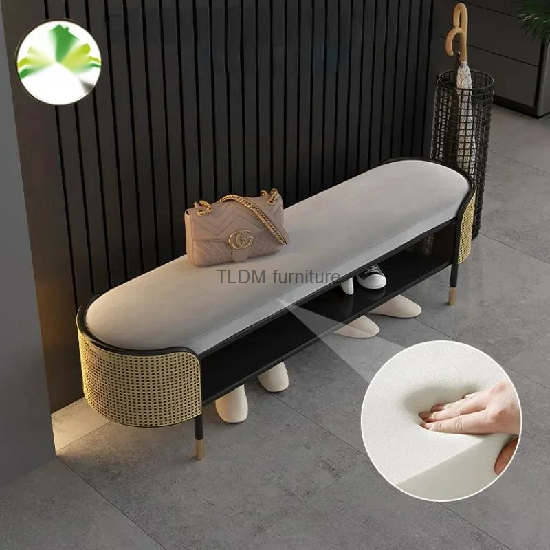 

Newest Italian Creative Velvet Shoe Stool Luxury Modern Minimalist Shoe Ottoman Living Room Hallway Shoe Bench Home Furniture