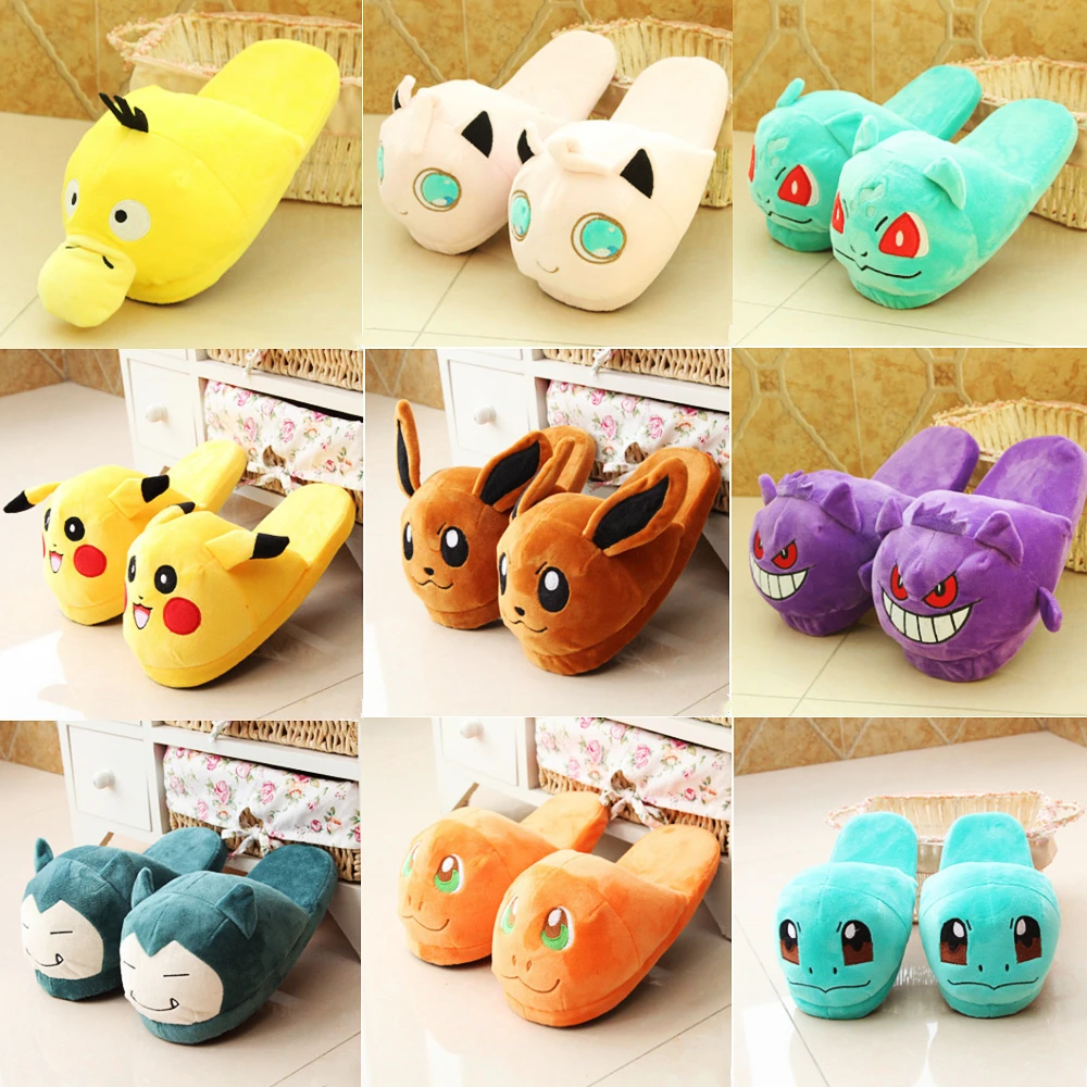 Zapatillas de felpa de Pokémon para interiores para niños, Anime