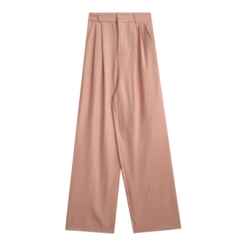 

Temperament solid color comfortable elastic high waist slim casual suit trousers