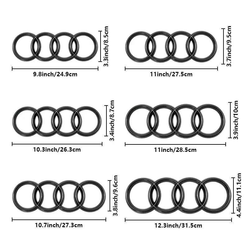 Car Emblem 4 Ring ABS Car Hood Front Bonnet Grill Rear Trunk Logo Badge Sticker Decal For Audi A3 A4 A5 A6 A7 Q2 Q3 Q5 Q8 TT