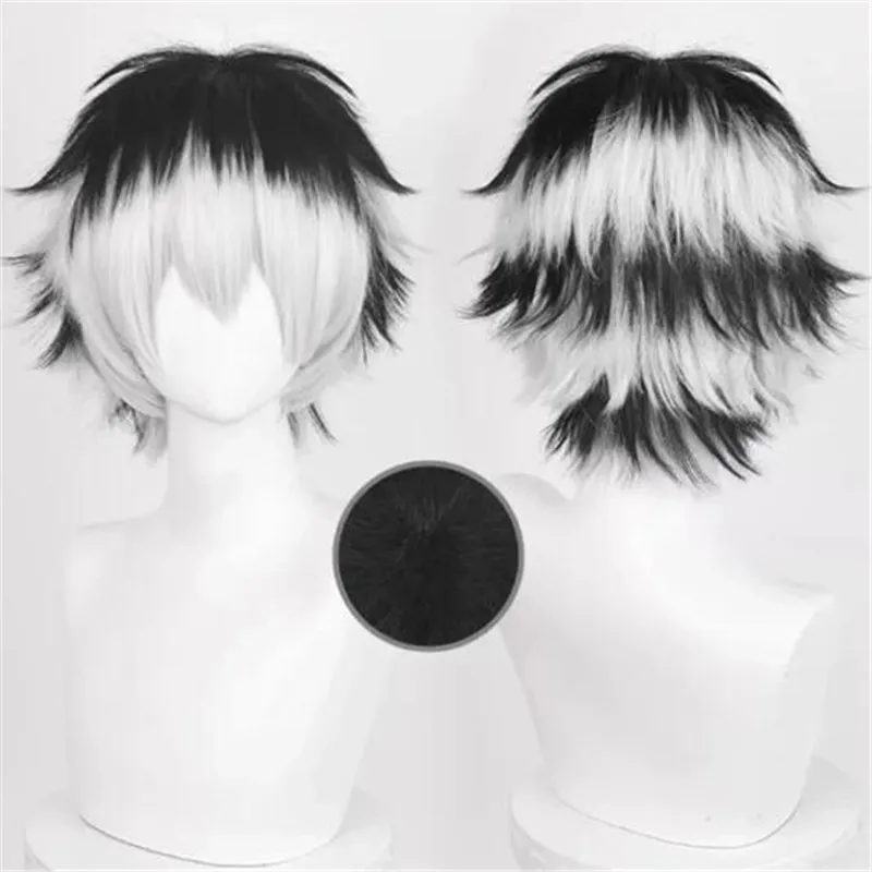 

Anime Haikyuu!! Bokuto Koutarou Cosplay Wig Black White Short Hair Heat Resistant Synthetic Halloween Party Accessories Props