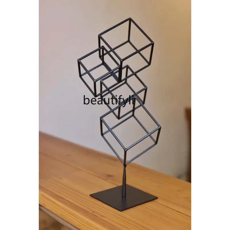 

yj Living Room Creative Desktop Decoration Minimalist Nordic Art Design Modern Geometric Black Cube