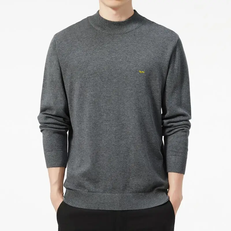 New Brand Casual Fashion Winter Men Polos Sweater Pullovers Harmont Cotton Striped Slim Fit Blaine Mock Neck Sweaters Men Warm 4
