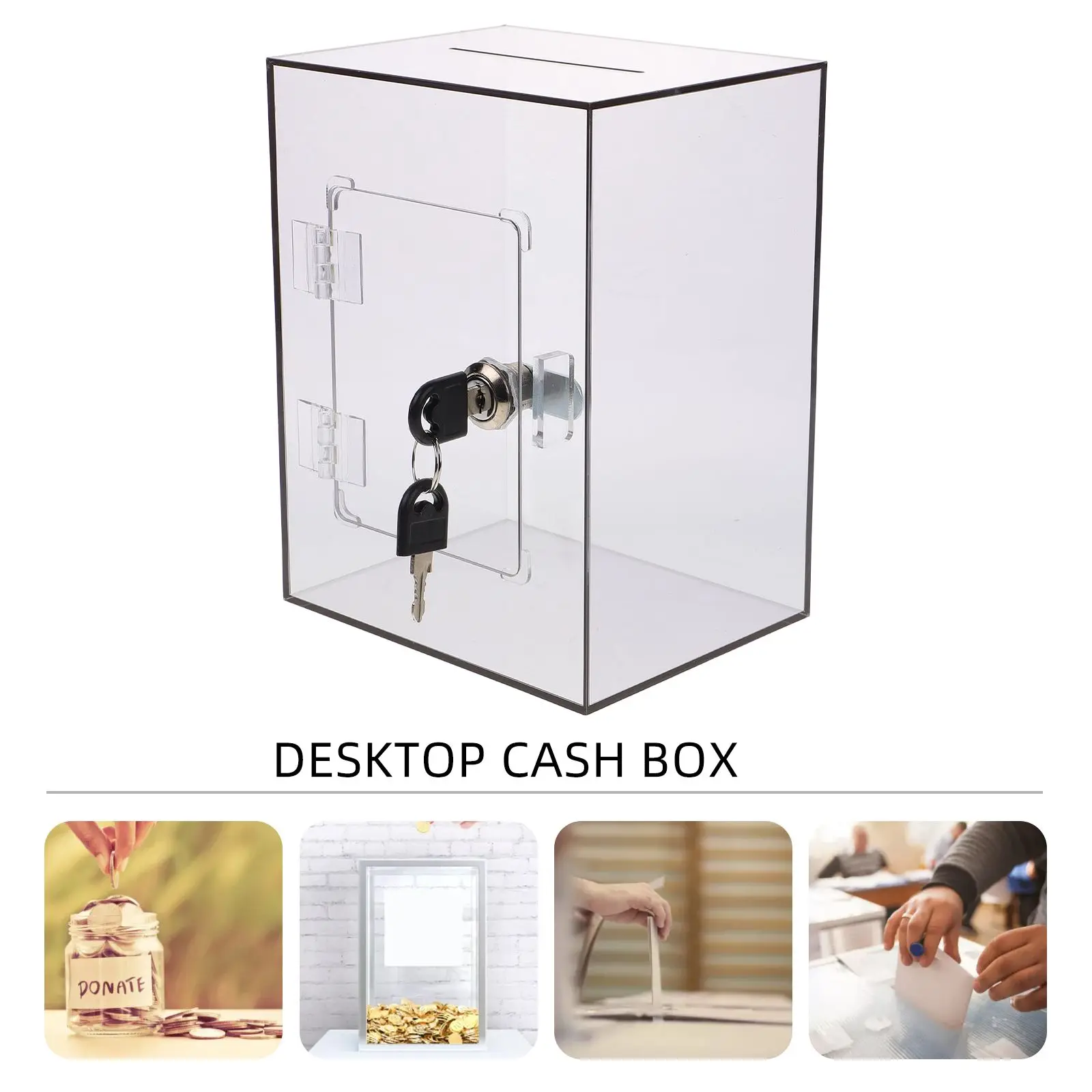 Acrylic Tip Box Clear Window Mailbox Letter Post Container Donation Boxes Fundraising Safe Light Wear Resistance Practical Long 4