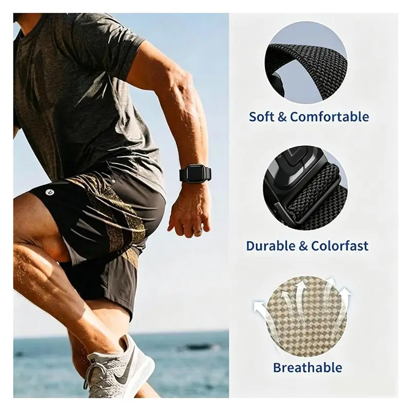 Nylon Braided Sports Watch Strap - Quick-Dry Breathable Wristband Accessories