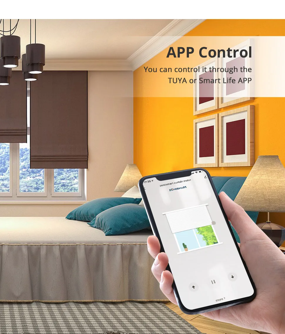App, controle remoto, Cortina inteligente, motor elétrico,