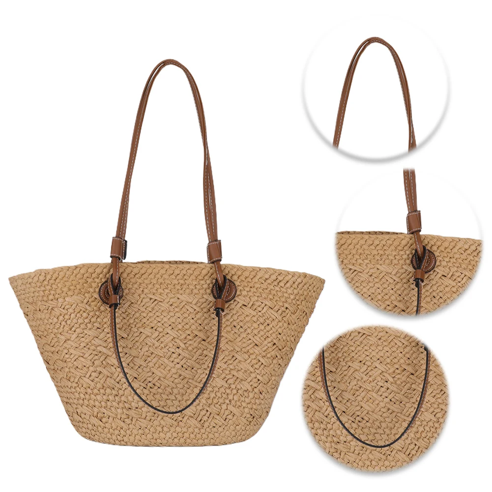 Woven Paper Rope Tote Bag for Women Summer Beach Outdoor