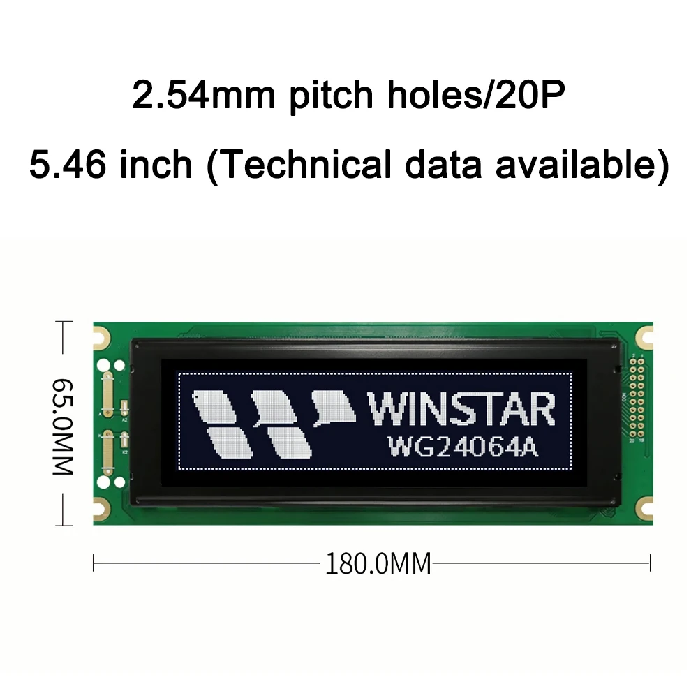 WG24064-A 고해상도 5.46인치 LCD 디스플레이 WG24064A 모듈 2.54mm 피치 홀/20P 강력한 간섭 방지 240x64 해상도