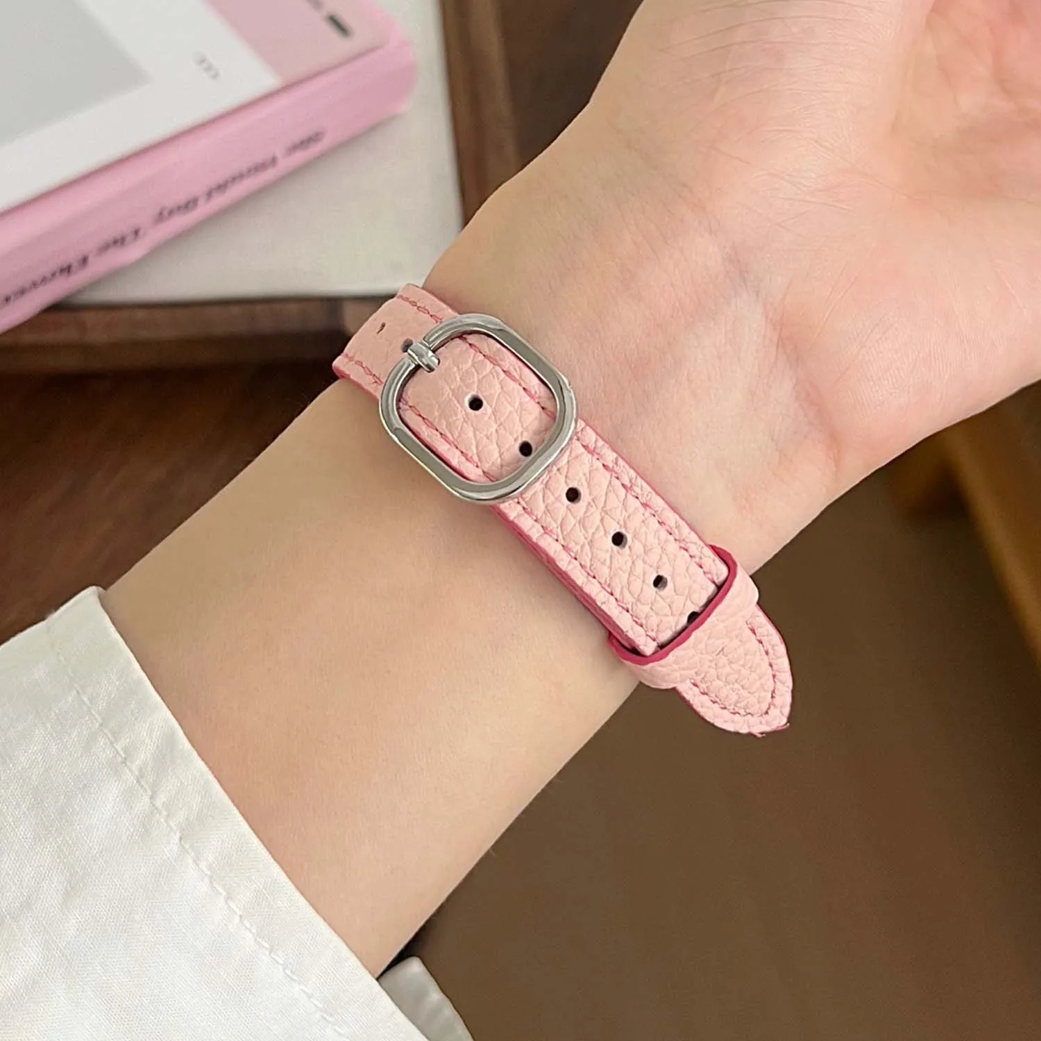 Hochwertiges, farbblockiertes, dünnes Lederarmband für Apple Watch iWatch S10 46 mm 42 mm 49–44 41/40/38 mm, modisches Damenarmband Ultra 8 – Detail 23