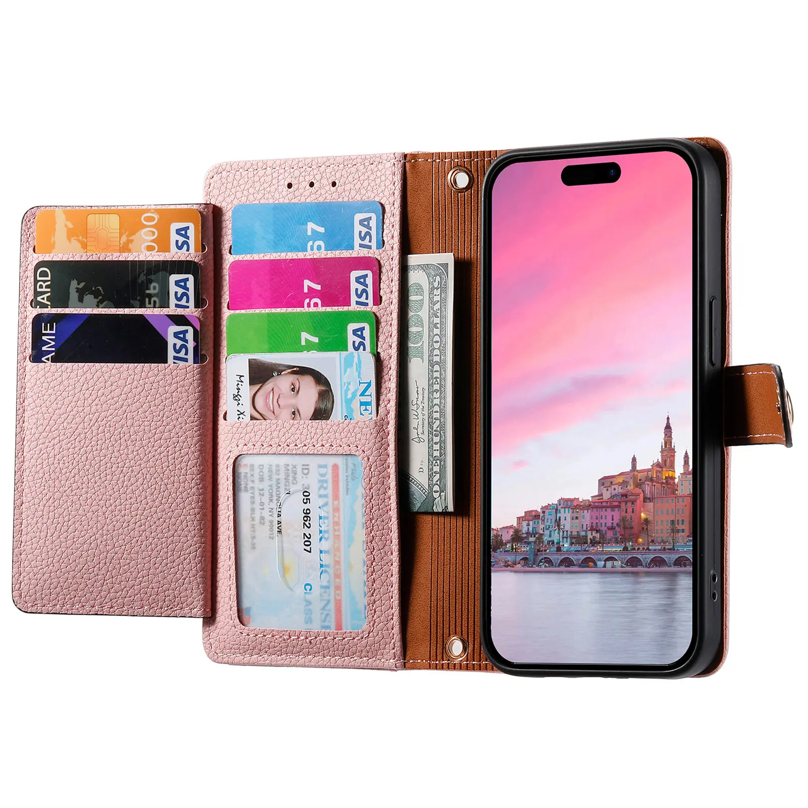 Crossbody Zipper Wallet Card Solt Leather Case for iPhone 14 Pro Max 15 11 12 13 X XS XR 7 8 Plus RFID Strap Lanyard Purse Cover