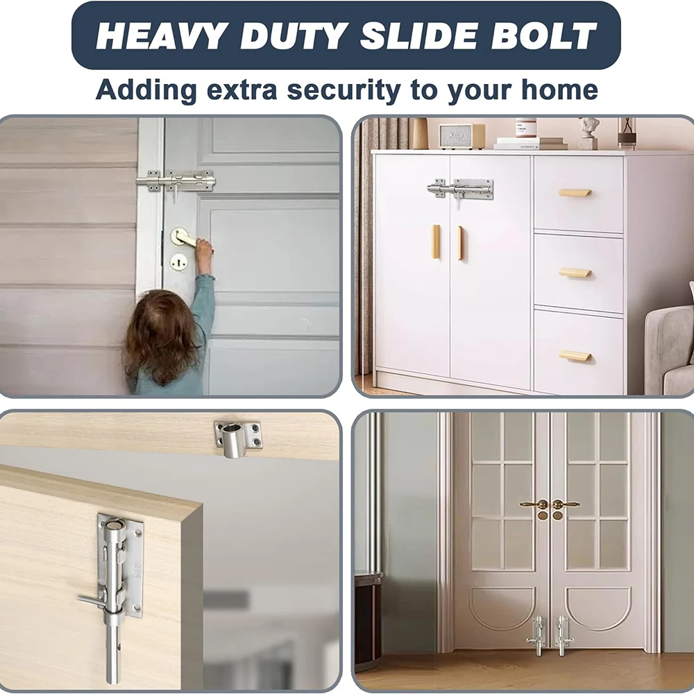 Stainless Steel Door Latches Multi-functional Thickened Sliding Bolt Windows Drawers Anti-theft Bolts Household Improvement Tool
