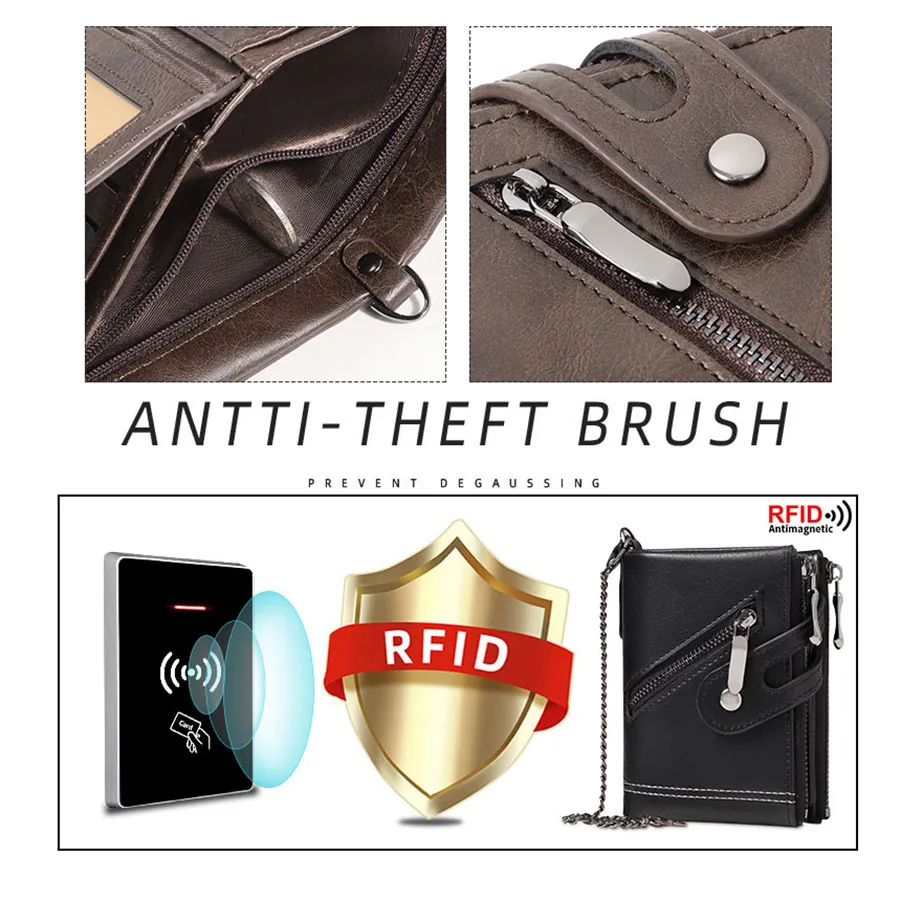 メンズ コインケース ウォレット RFID 盗難防止 男性 ​​レザー ジッパー 名刺入れ マネーバッグ 男性用(Black) メンズ  チェーンウォレット RFID 盗難防止 メンズ レトロ レザー ウォレット ダブルジッパー コインケース クレジットカードホルダー 男性と女性用 -  AliExpress