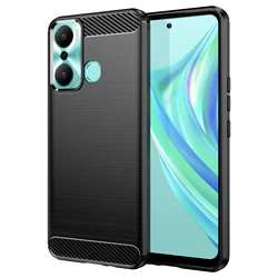 Shockproof Carbon Phone Case - Full Protection Silicone TPU Cover, Thickened Protective Soft Shell - Infinix Hot 20 Play (Black)