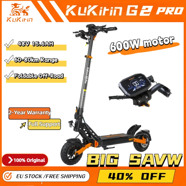 Nouvelle trottinette électrique Kukirin G2 PRO 2026, moteur 600W 48V15.6Ah, 45 km/h, autonomie 58 km, pneus de 9 pouces 1