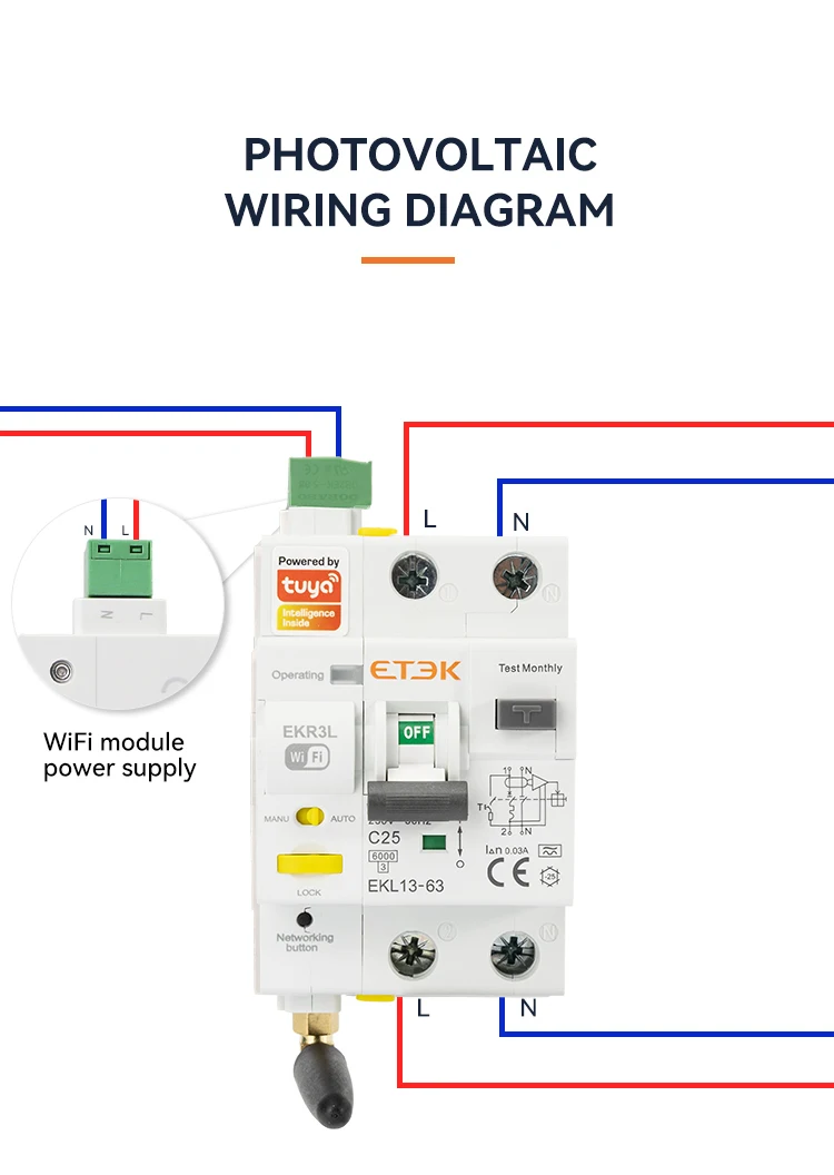 ETEC Tuya WlFl Smart circuit Breaker RCBO Smart Life Remote control short Circui