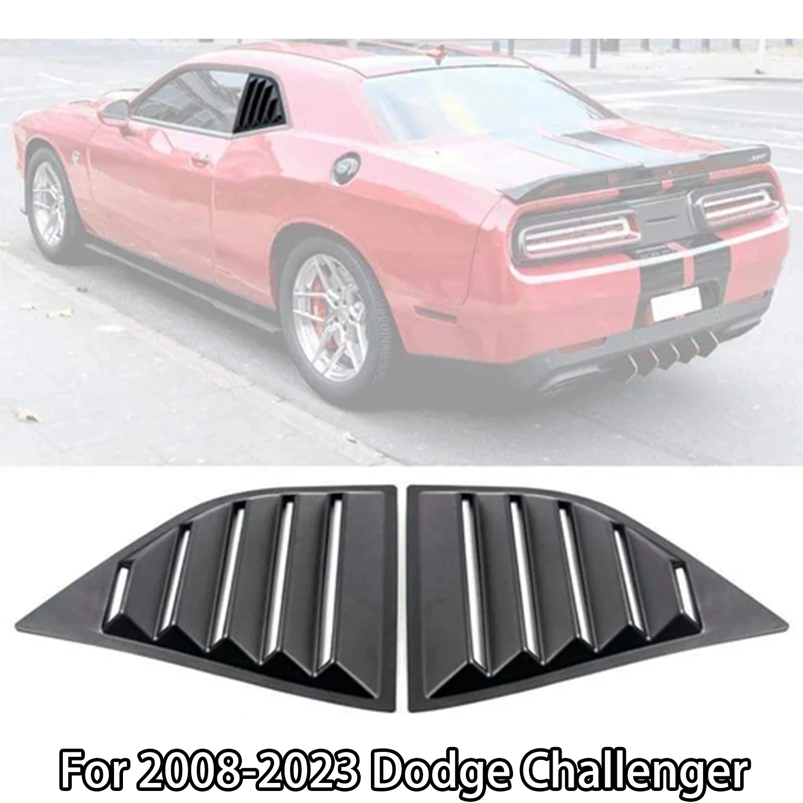 

Rear side Window Shutter Louvers For 2008-2023 Dodge Challenger Scoop Cover Vent Car Accessories Auto Parts Matte Black