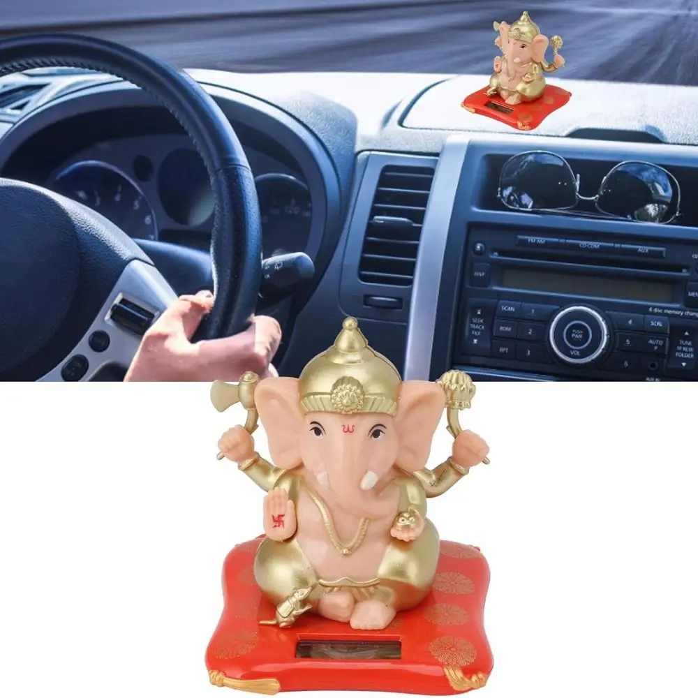

Статуя Бога на солнечной батарее, счастливая пластиковая Статуэтка Ganesha Idol, богатство, украшение интерьера автомобиля, украшение для автомобиля