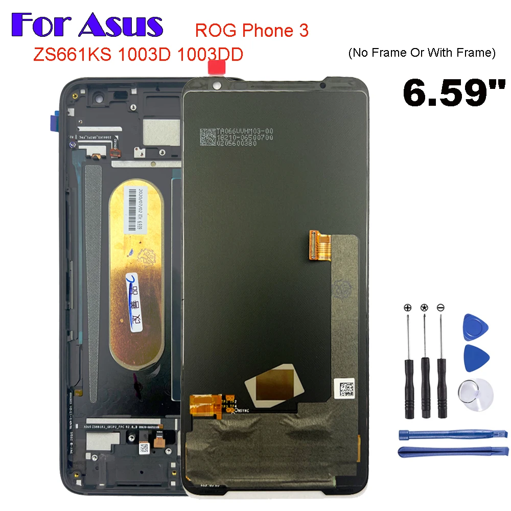 

AAA + для Asus ROG Phone 3 ZS661KS ROG 3 6,59 "I003DD с рамкой, ЖК-дисплей, сенсорный экран, дигитайзер, стекло в сборе, ремонт