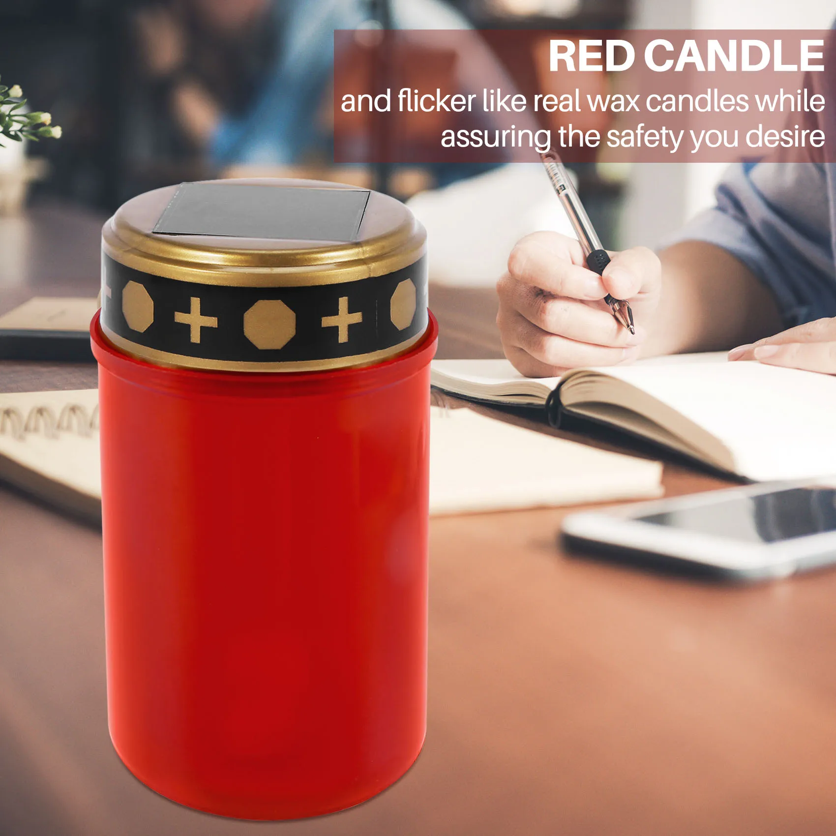 Grave Candle for Cemetery Grave Solar Lights with Lighting LED Light Various Wind