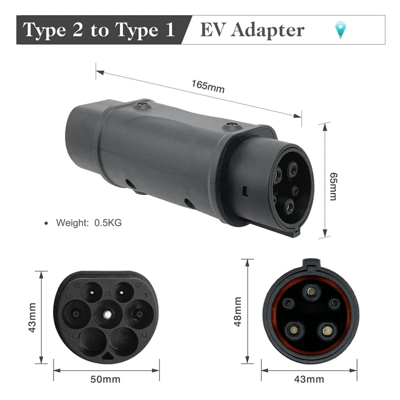  ڵ EV    Ŀ  ̼, 5X SAE , IEC 62196 2-J1772 Ÿ 1, 32A