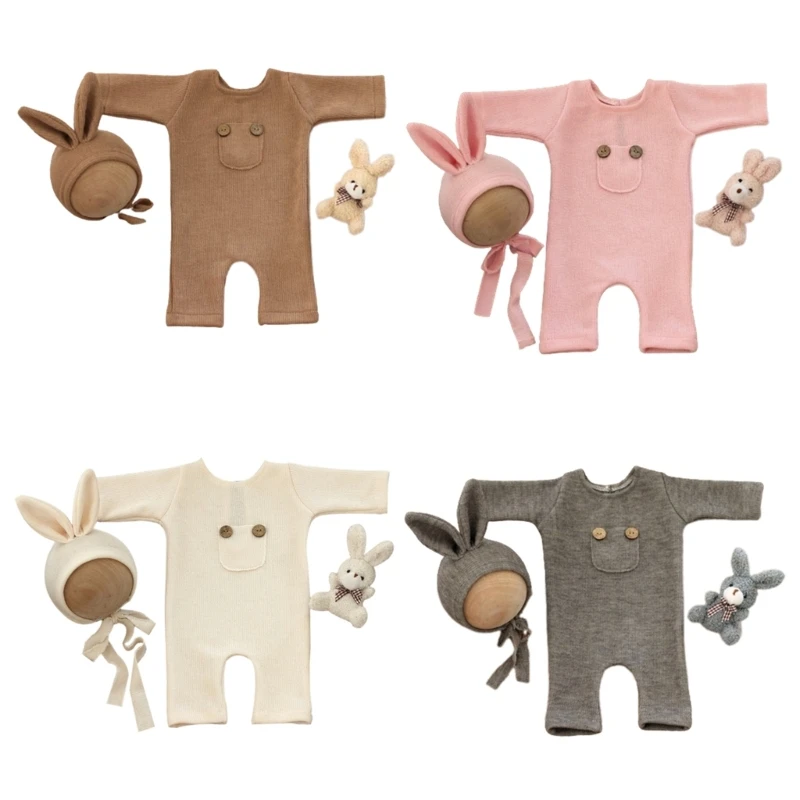 

Newborn Photography Prop Fiber Romper Hat Set Photo Props Outfits for Baby