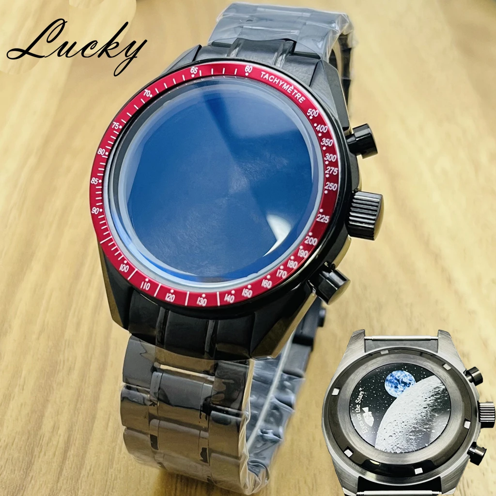 39,7mm Herrenuhren mit Goldlünette, Speedmaster-Gehäuse, passend für Omega VK64 VK63 Quarzwerk, Ersatzteile und Zubehör – Detail 31