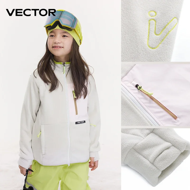 VECTOR Fleece Jacket Children Autumn Winter Warm Coats Clothing Contrast Sleeve Sweatshirt Coats Color Outdoor Jacket
