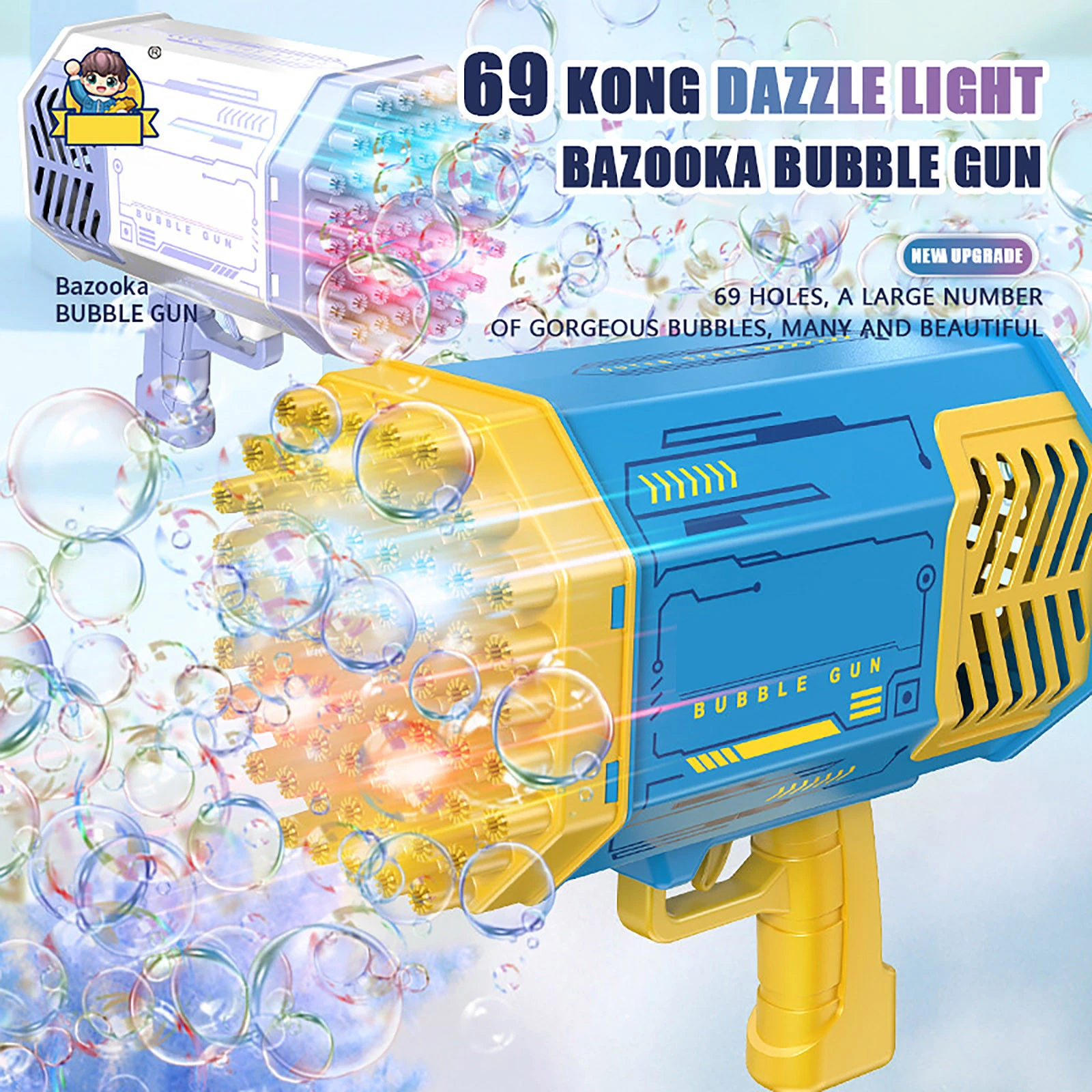 New 69 Holes Electric Bubble Gun Gatlin Bubble Gun Machine Soap Bubbles