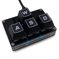 Compact 4 - Key Programmable Mechanical Keypad with USB - C Connection - Red Switch (Black WASD)