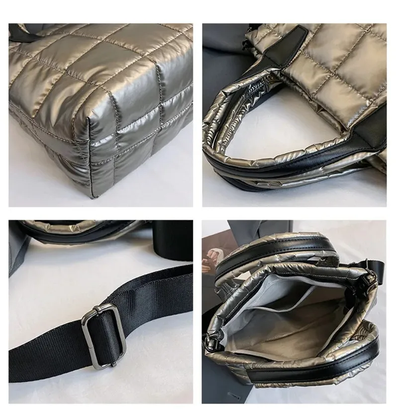 New Winter Large Capacity Female Designer Quilted Pleated Handbag Tote Women's Bag Shopper Soft Shoulder Bag For Women Big Purse