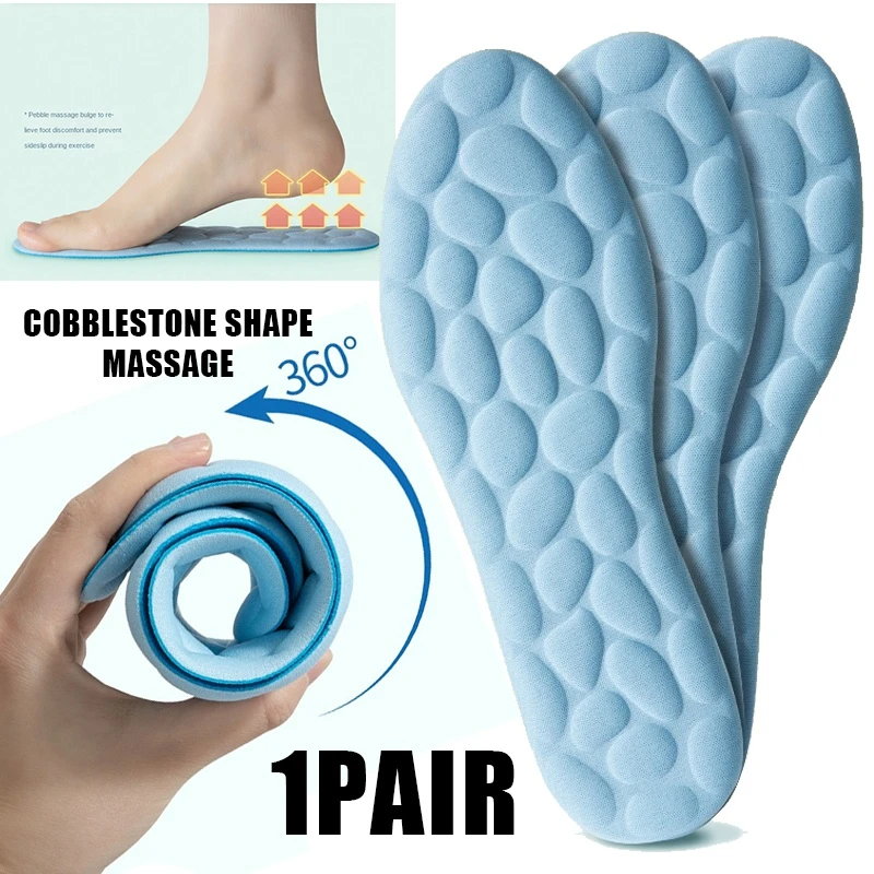 Sports Insoles Damping Ergonomic Design Breathable Sweat wicking Insole Foot Cobblestone Massage
