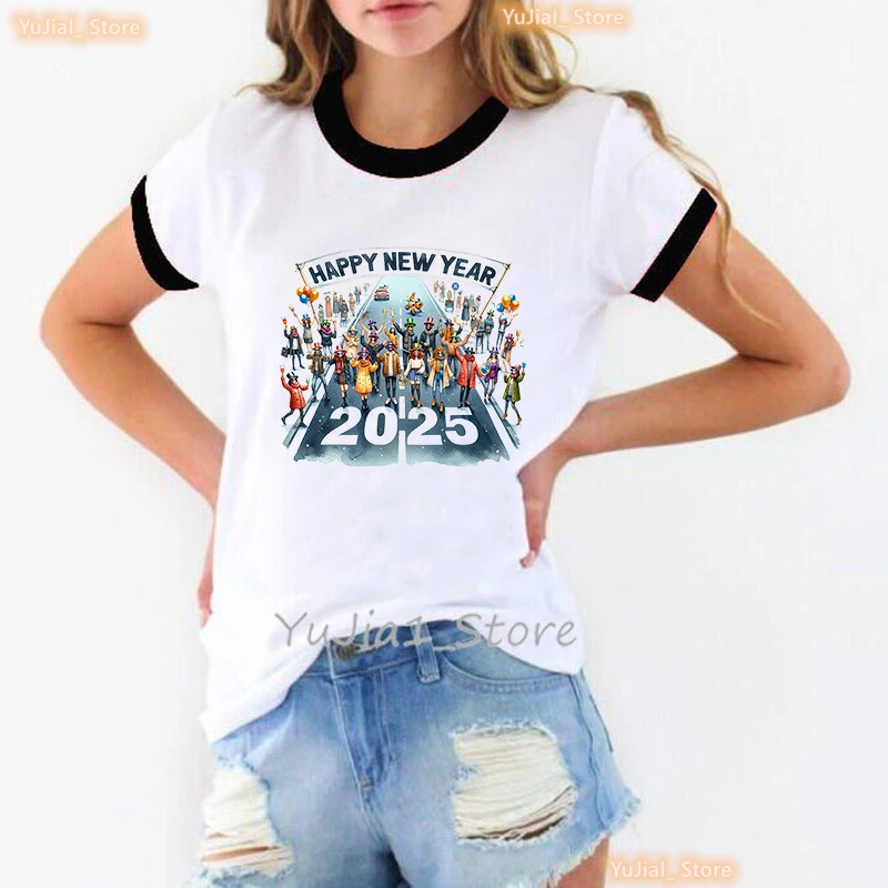 Neueste frohes neues Jahr gedruckt T-Shirt Frauen lustige lässige T-Shirt Femme Harajuku Shirt Kurzarm T-Shirt weiblich – Detail 4