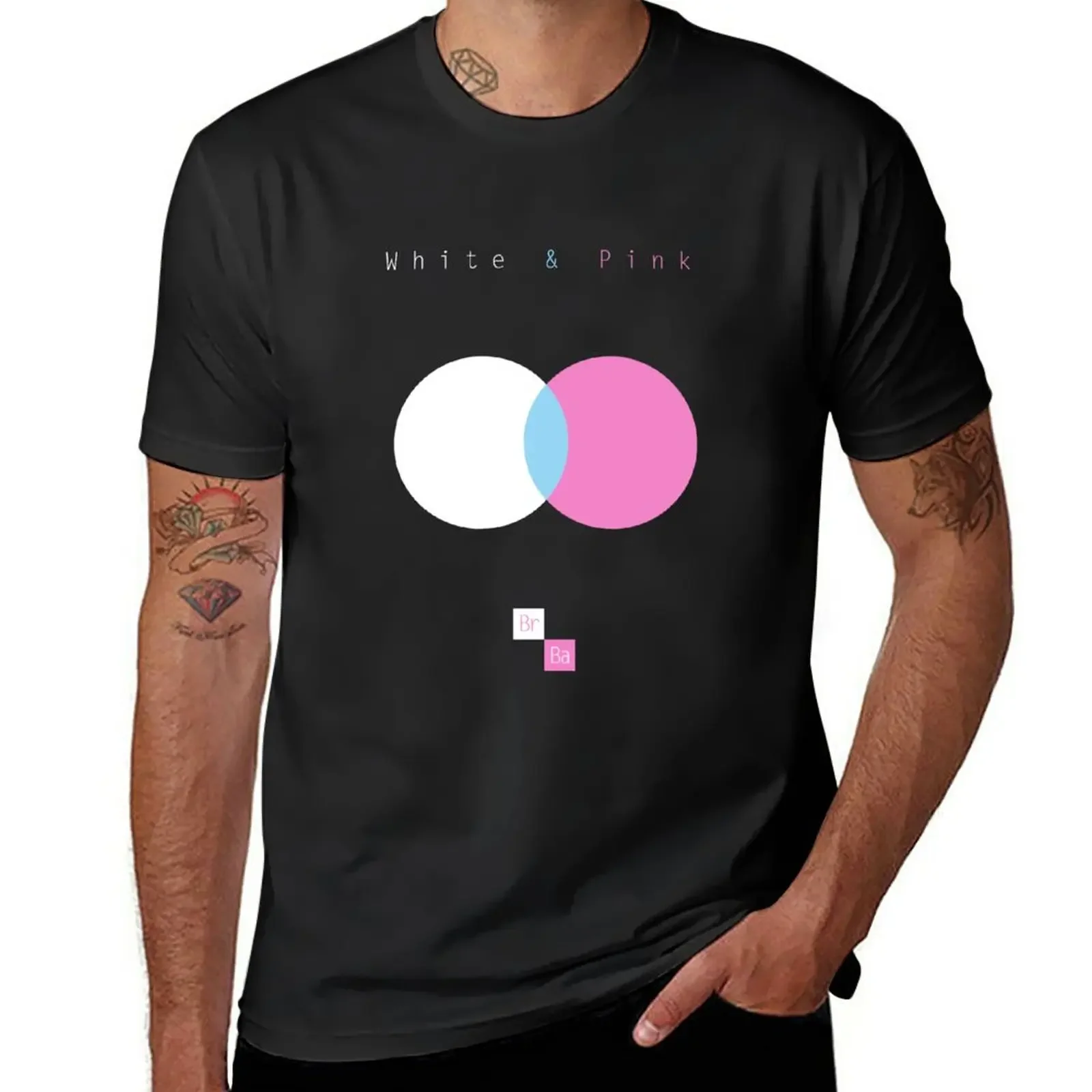 

White & Pink T-Shirt oversized plus sizes heavyweights T-shirt men