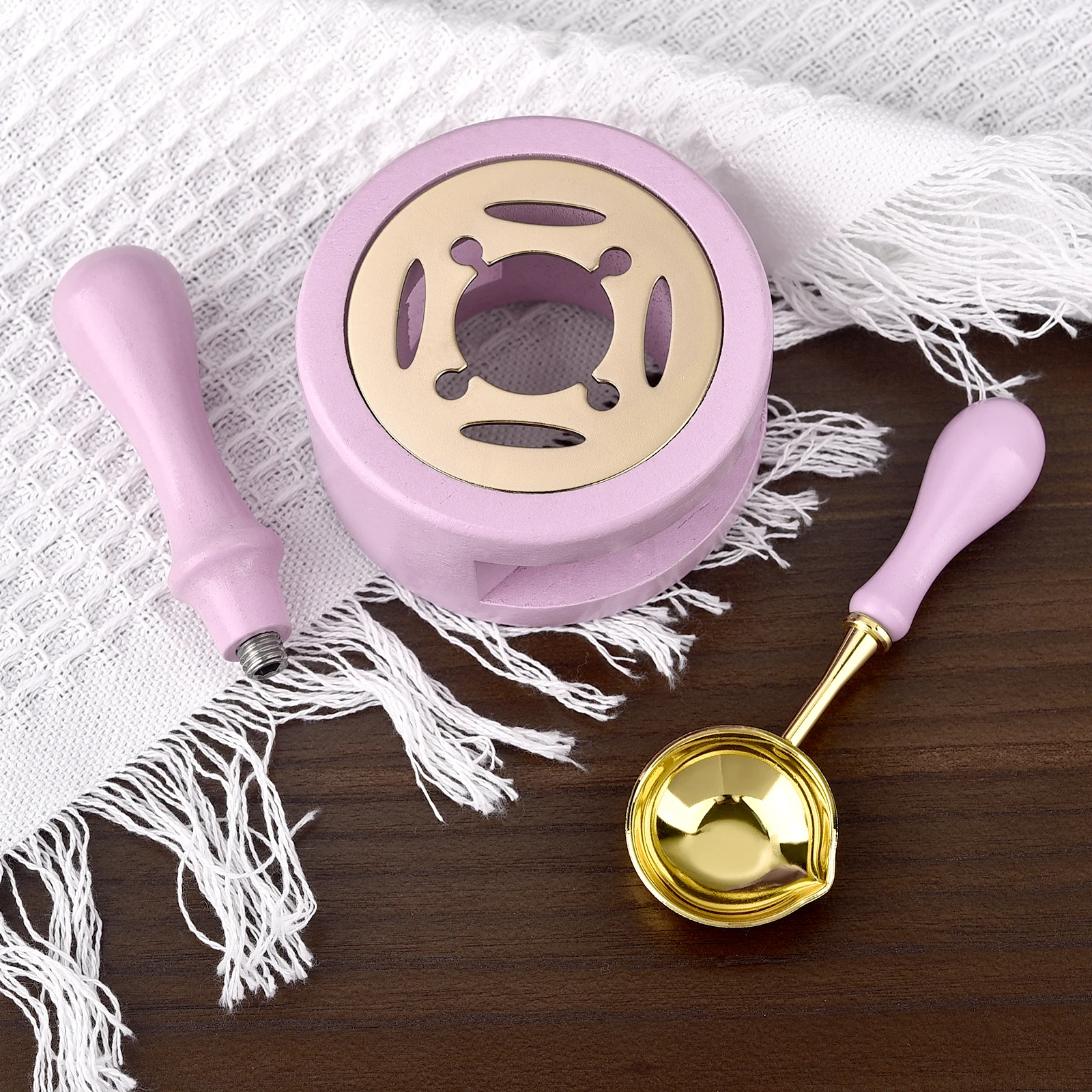 Retro Sealing Wax Set with Wood Handle and Decorative Spoon