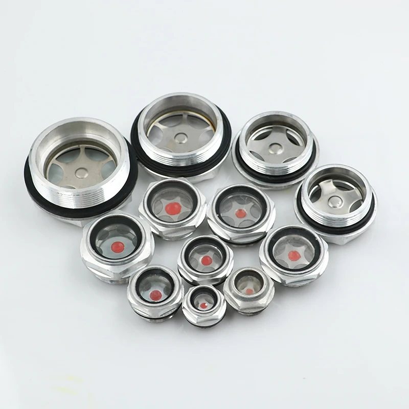 16mm-48mm Male Threaded Metal Air Compressor Oil Level Sight Glass Aluminum Alloy Oil Window air compressor oil sight glass
