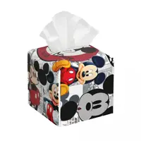 Custom Comics Mickey Mouse Tissue Box Cover for Bathroom Toilet Cartoon Square PU Leather Facial Tissue Box Holder 1