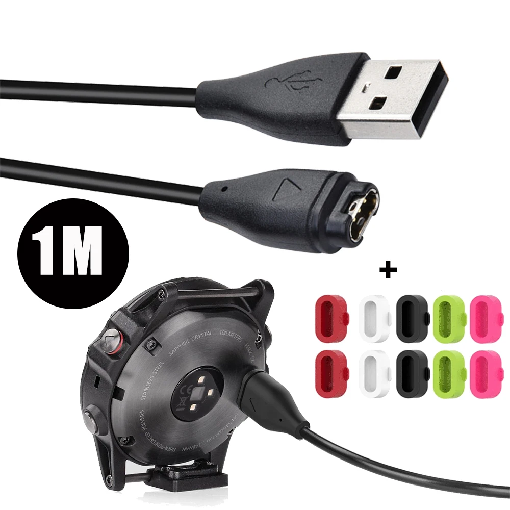 

1M USB Charging Cable for Garmin Vivoactive 3 charger 4s 935 Venu Sq 945 245 Fenix 5S charger 5 5X Plus 7 6 6S 6X Pro Plug Cover