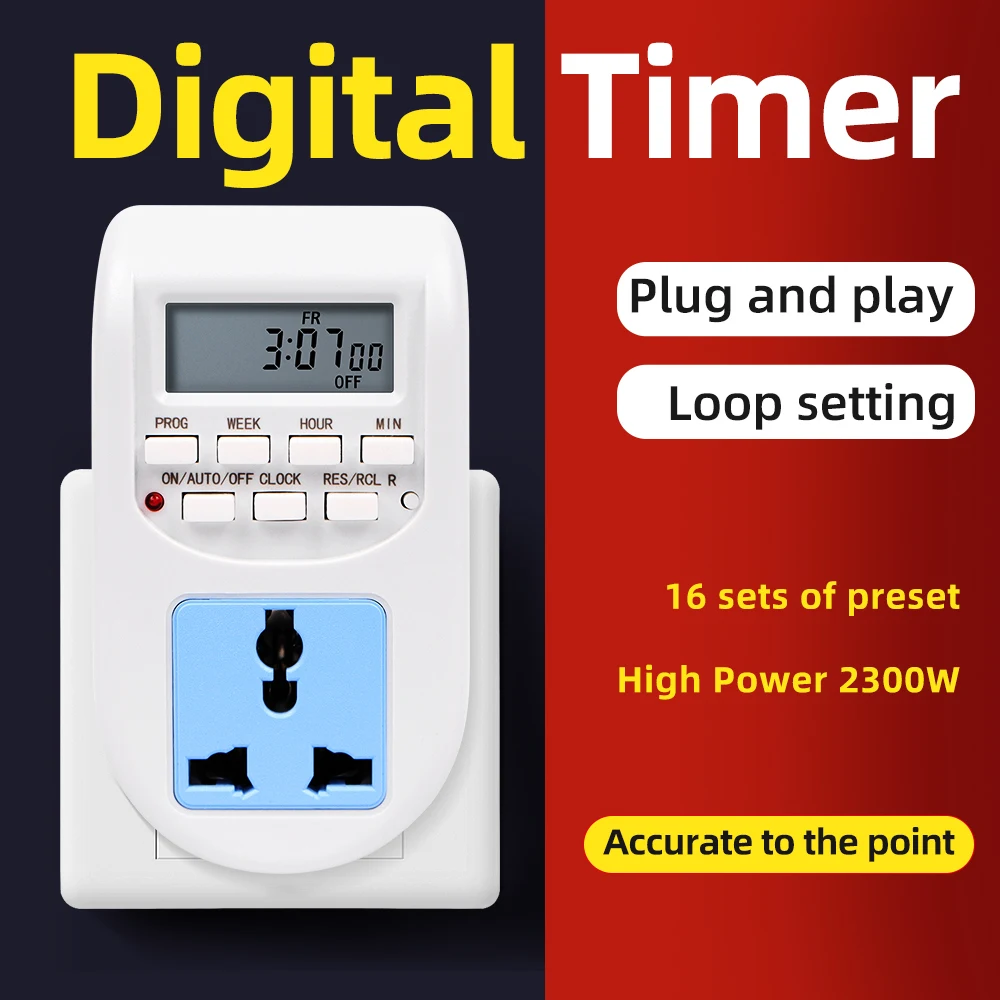 Digital Timer Electronic Socket Outlet for EU Kitchen