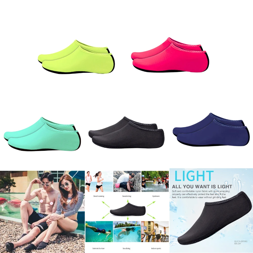Summer Water Shoes Beach Sandals Upstream Barefoot Water Sports Solid Color Non-slip Shoes Unisex Pro Swimming Diving Socks