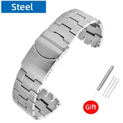 20mm Stainless Steel Watch Band for Swatch - Metal Chain Strap Accessories with Tool (Steel)